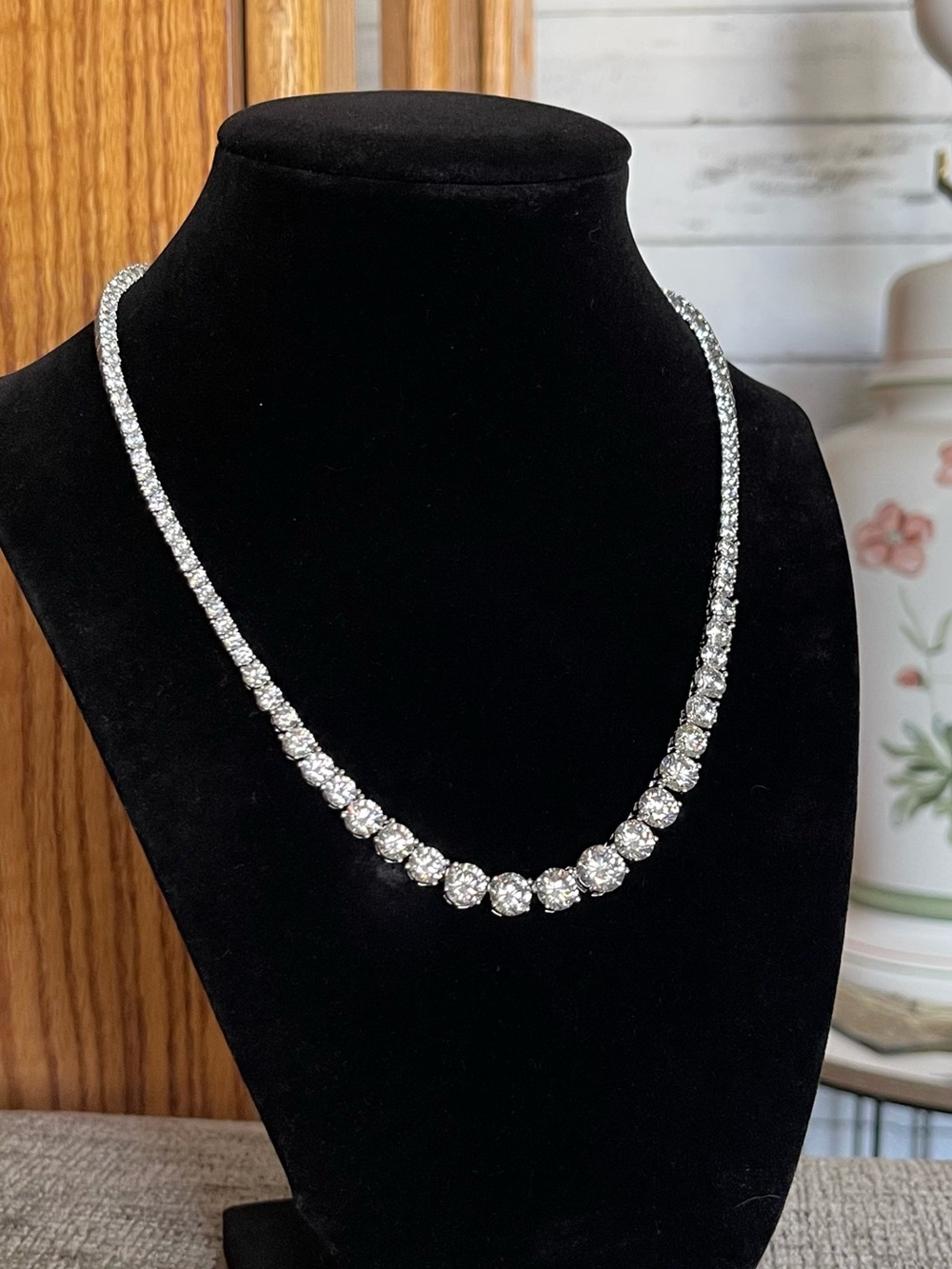 Rachel Zoe Classic Silver-Tone Cubic Zirconia Tennis Necklace - Women Jewelry